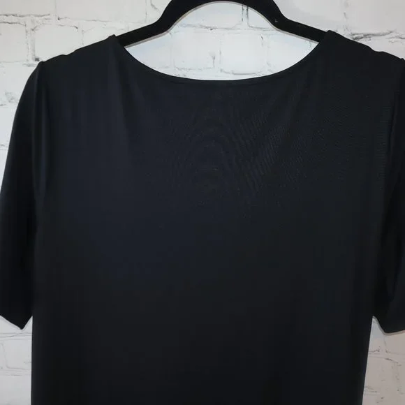 Talbots Black Short Sleeve Faux Wrap Sheath Midi Dress Women's Size 2XP-NWT - Picture 5 of 9